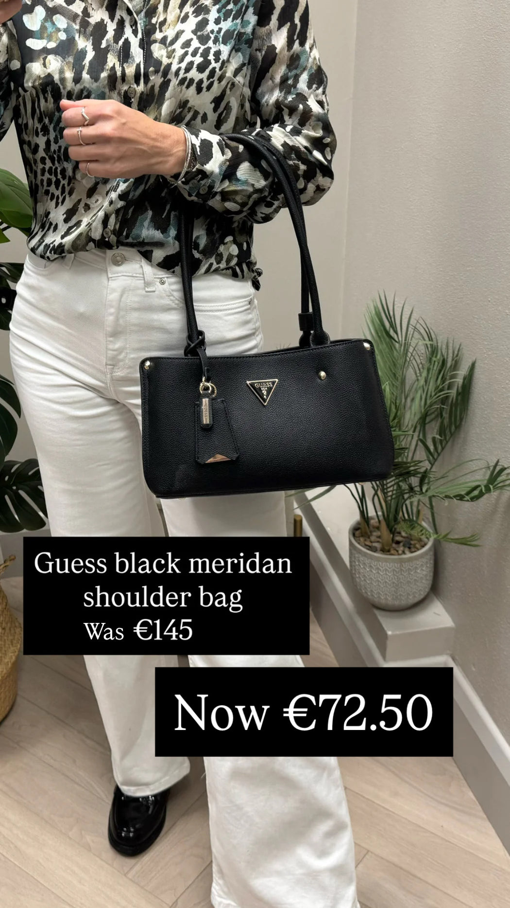 Guess black meridan shoulder bag