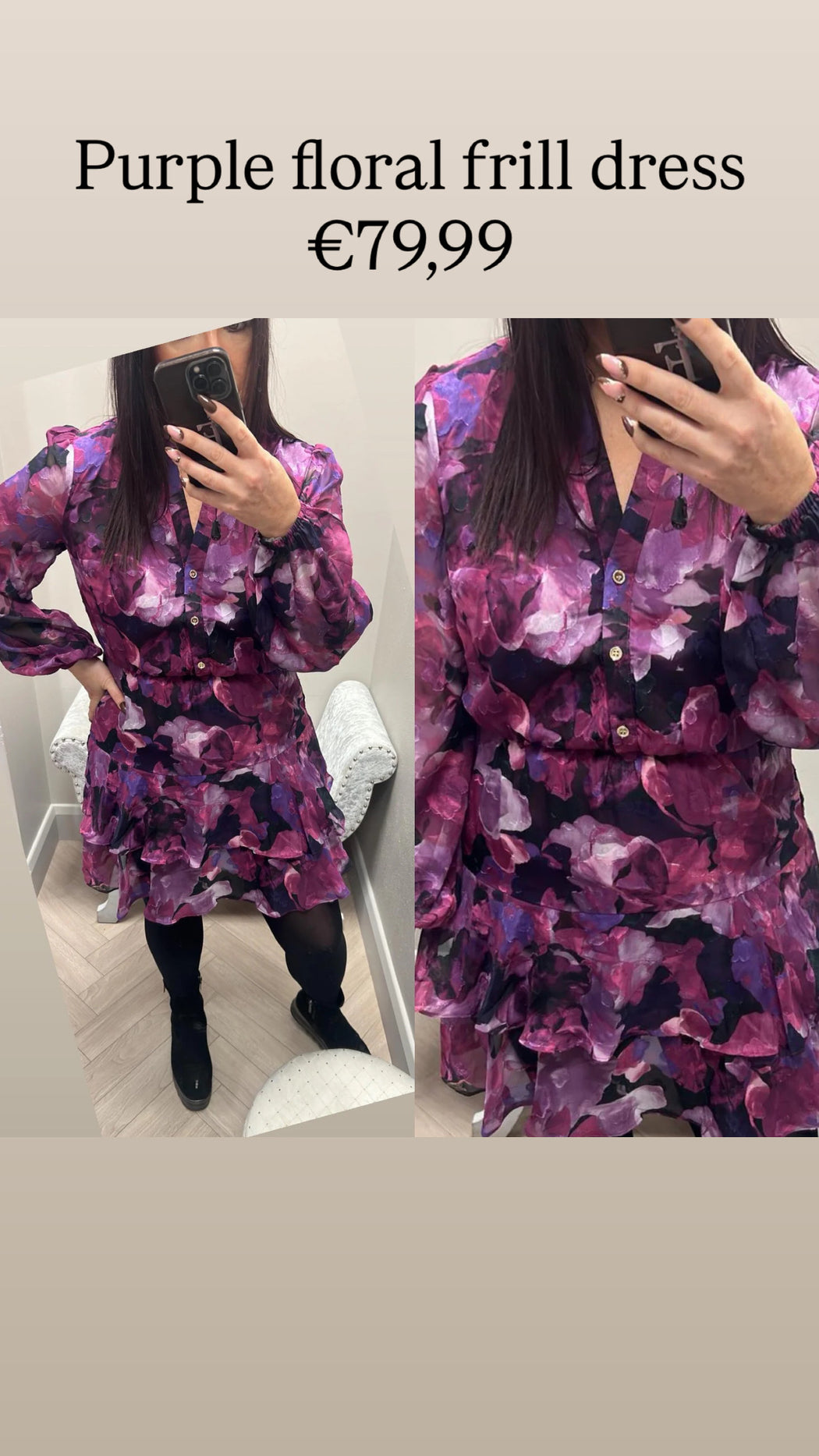 Purple floral frill dress