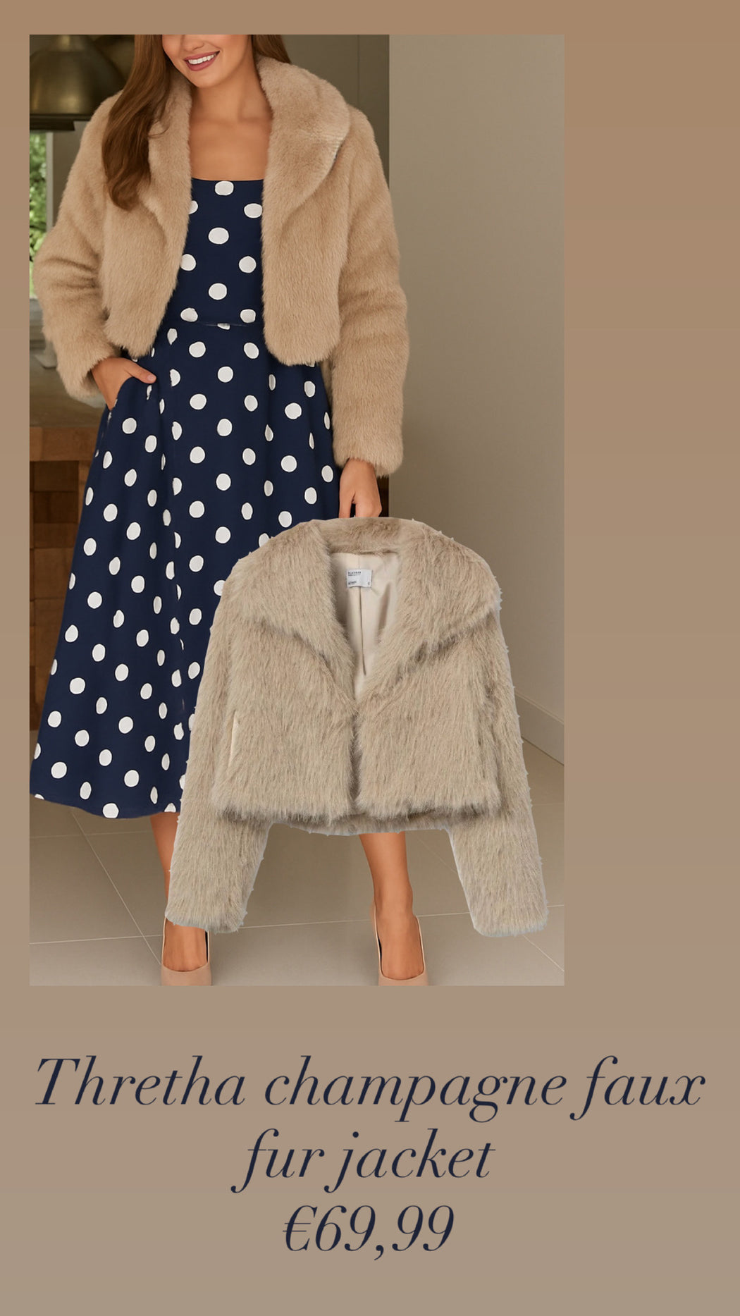 Thretha champagne faux fur jacket