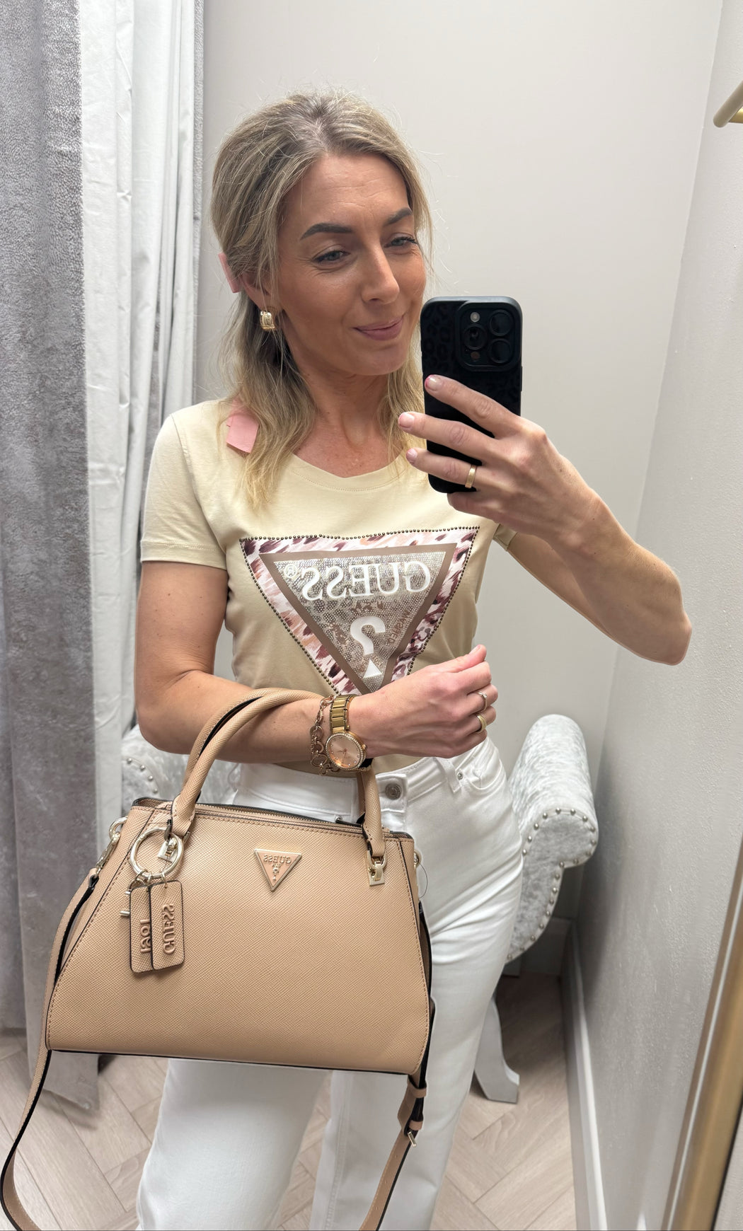 Guess beige noelle satchel bag ZG787907