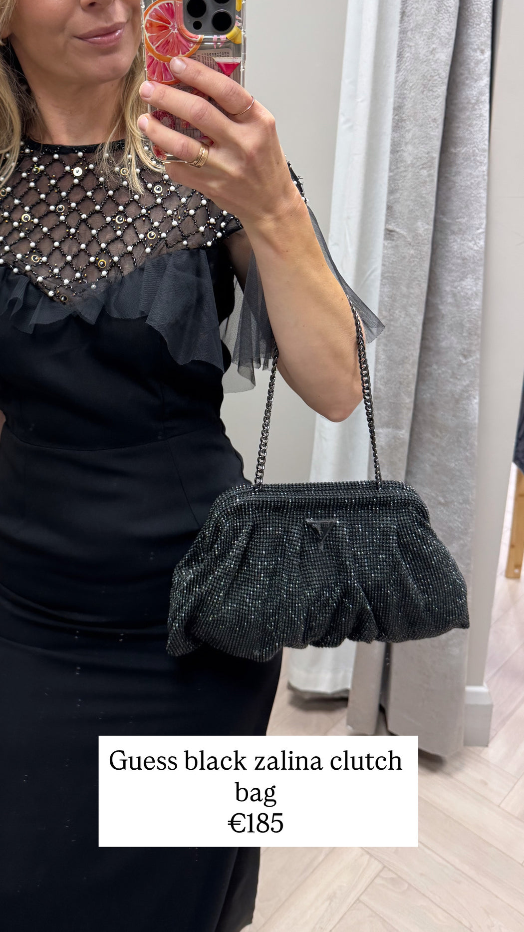 Guess black zalina clutch bag