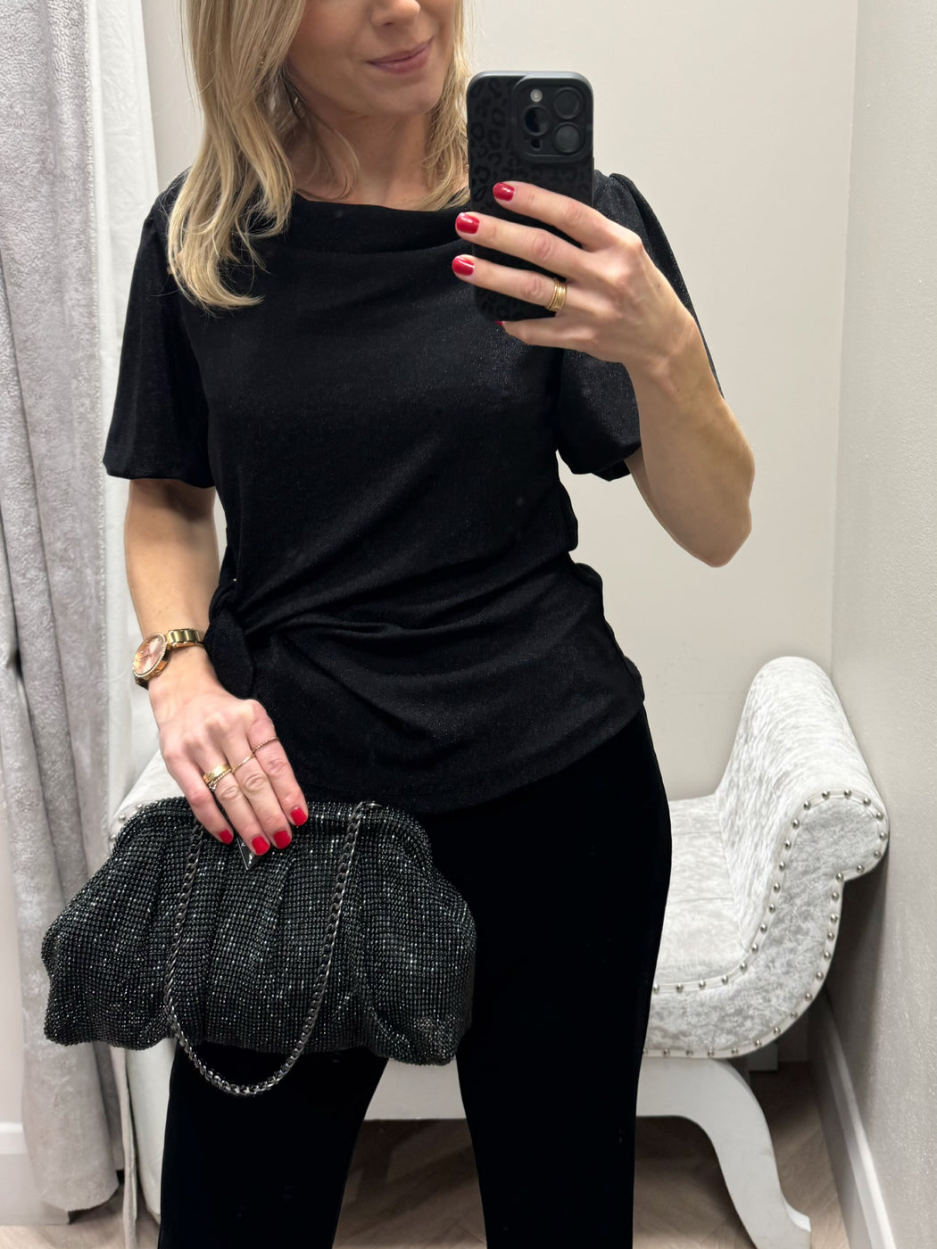 Suri black wrap top