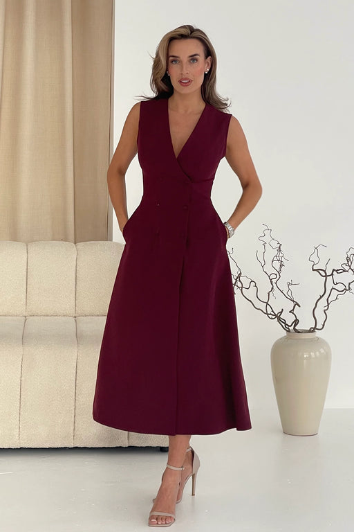 Hazel Tailored Sleevless Midi Dress