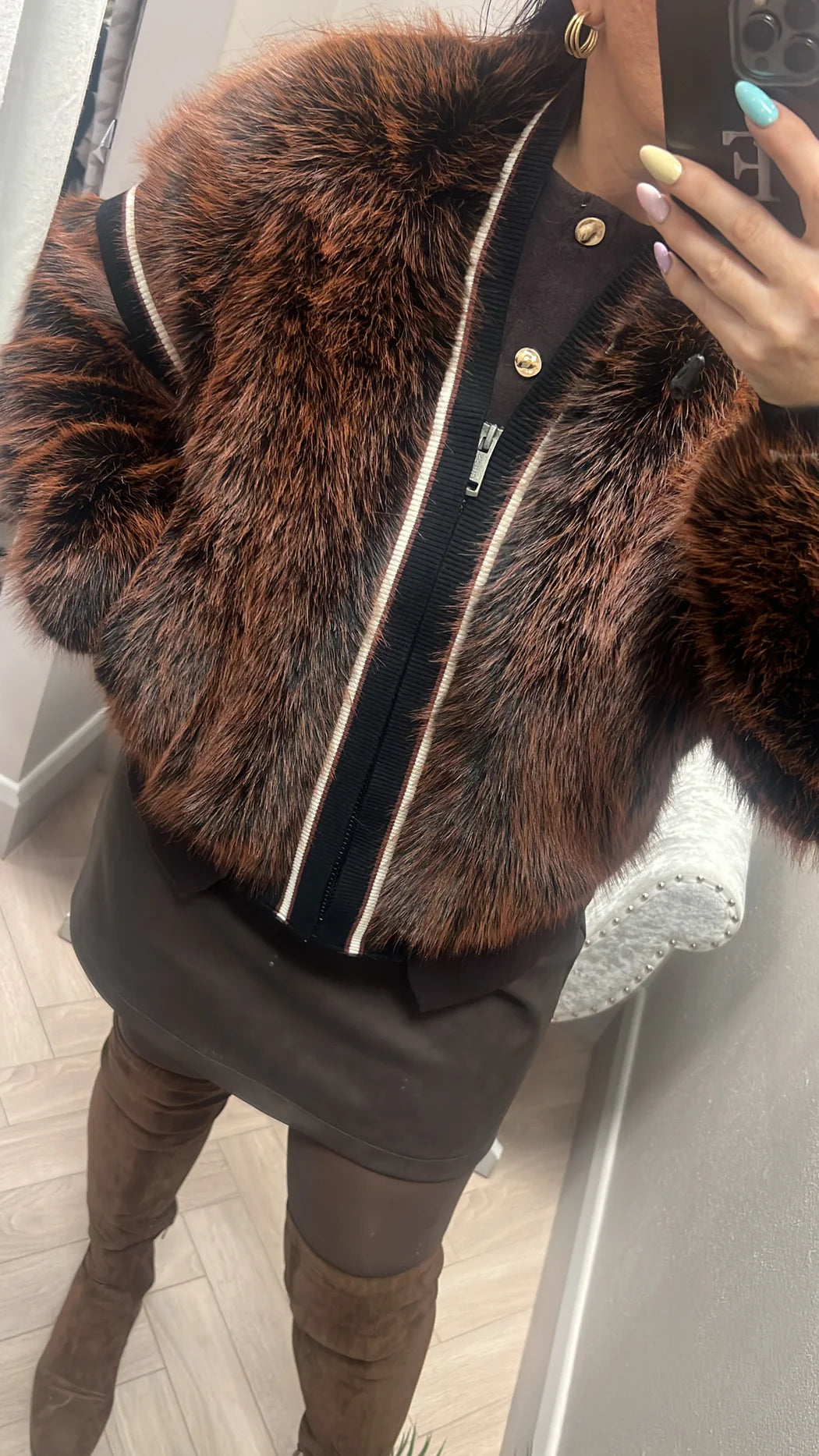 Guess Katia faux fur rib bomber