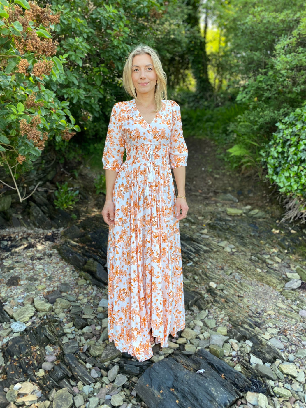 Indiana apricot print maxi