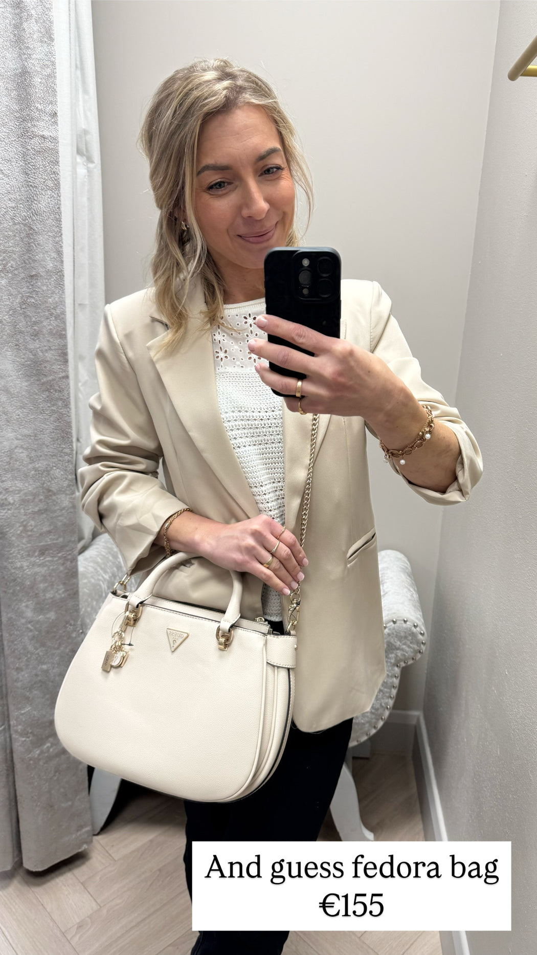 Fedora guess satchel Handbag - bone bg951909