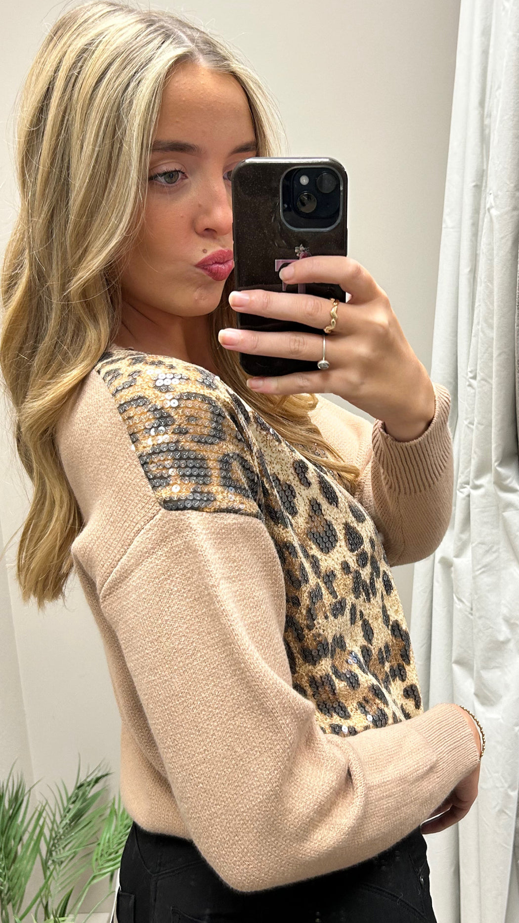 Katie sequin leopard knit