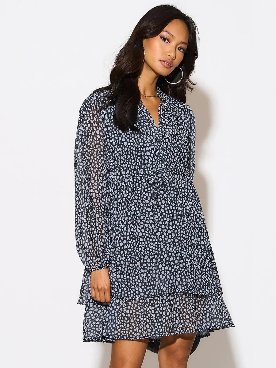 Latina black grey print dress