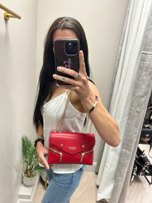 Trissa red guess bag vg934521 flap over crossbody / shoulder bag