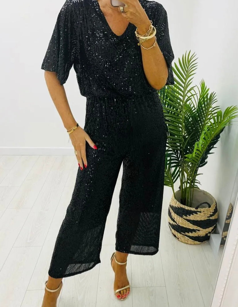 Black sequin jumpsuit