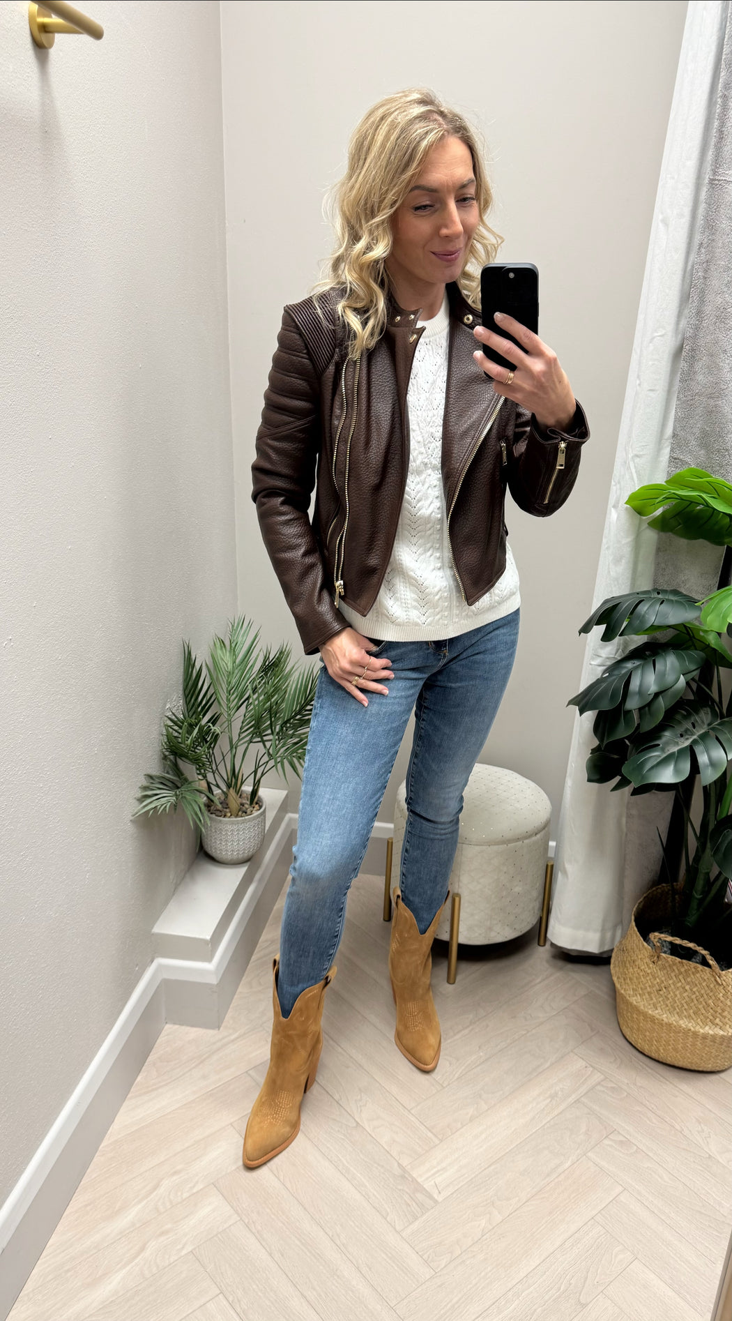 Guess jeannine chocolate brown pu jacket