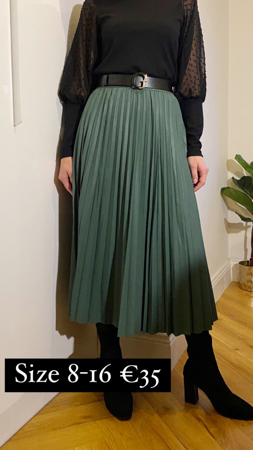 Kyoto pu green leather skirt