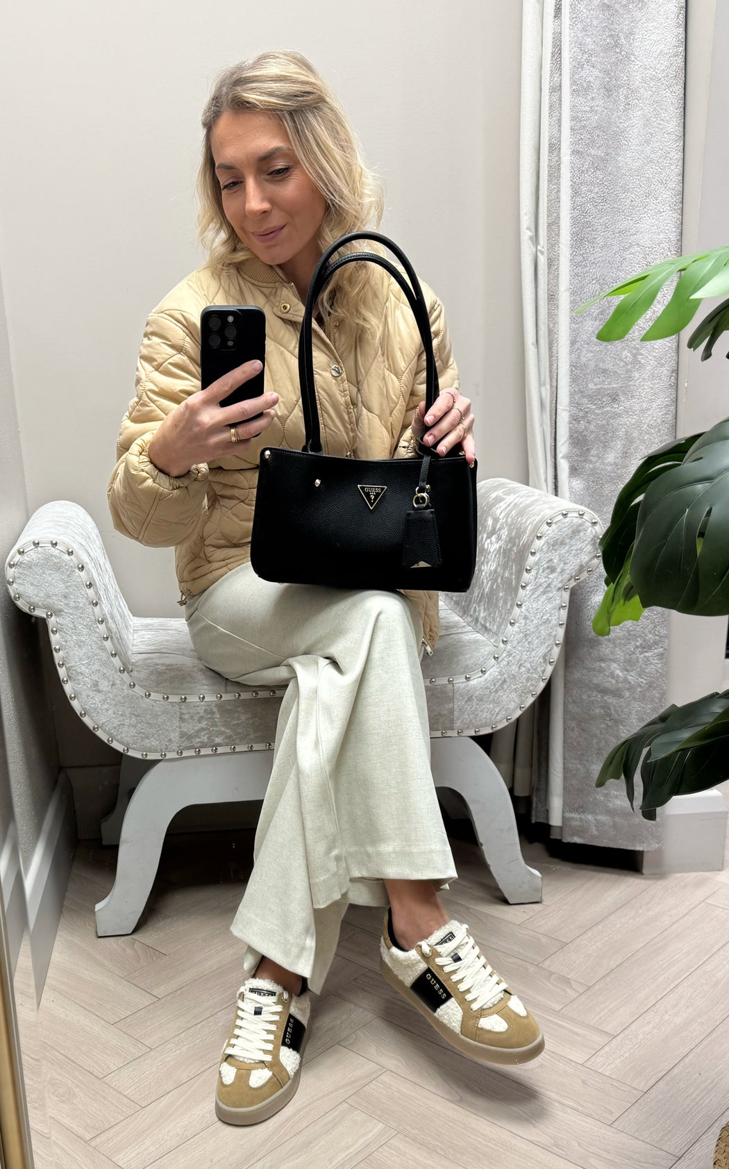 Guess black meridan shoulder bag