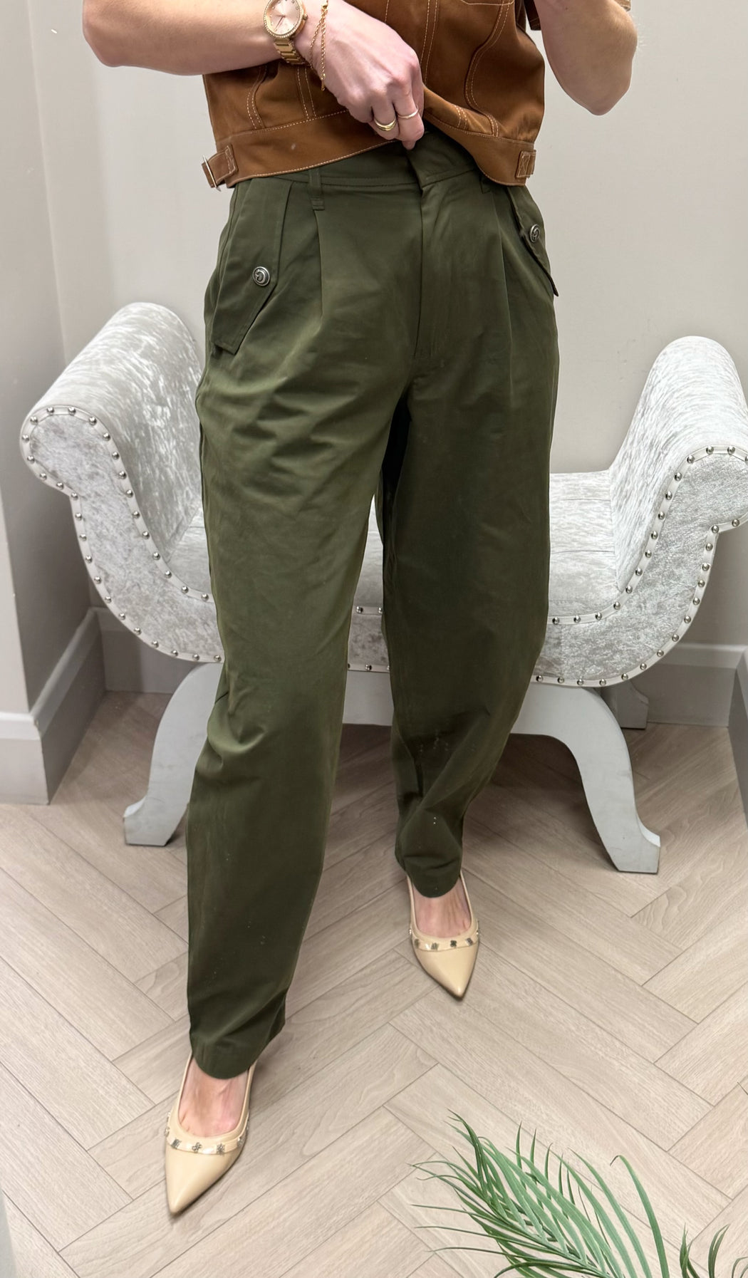 Guess khaki trousers w6rb08wj692-G8F6
