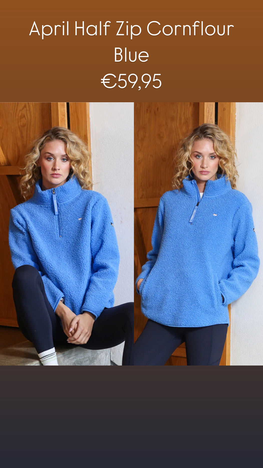 April Half Zip Cornflour Blue