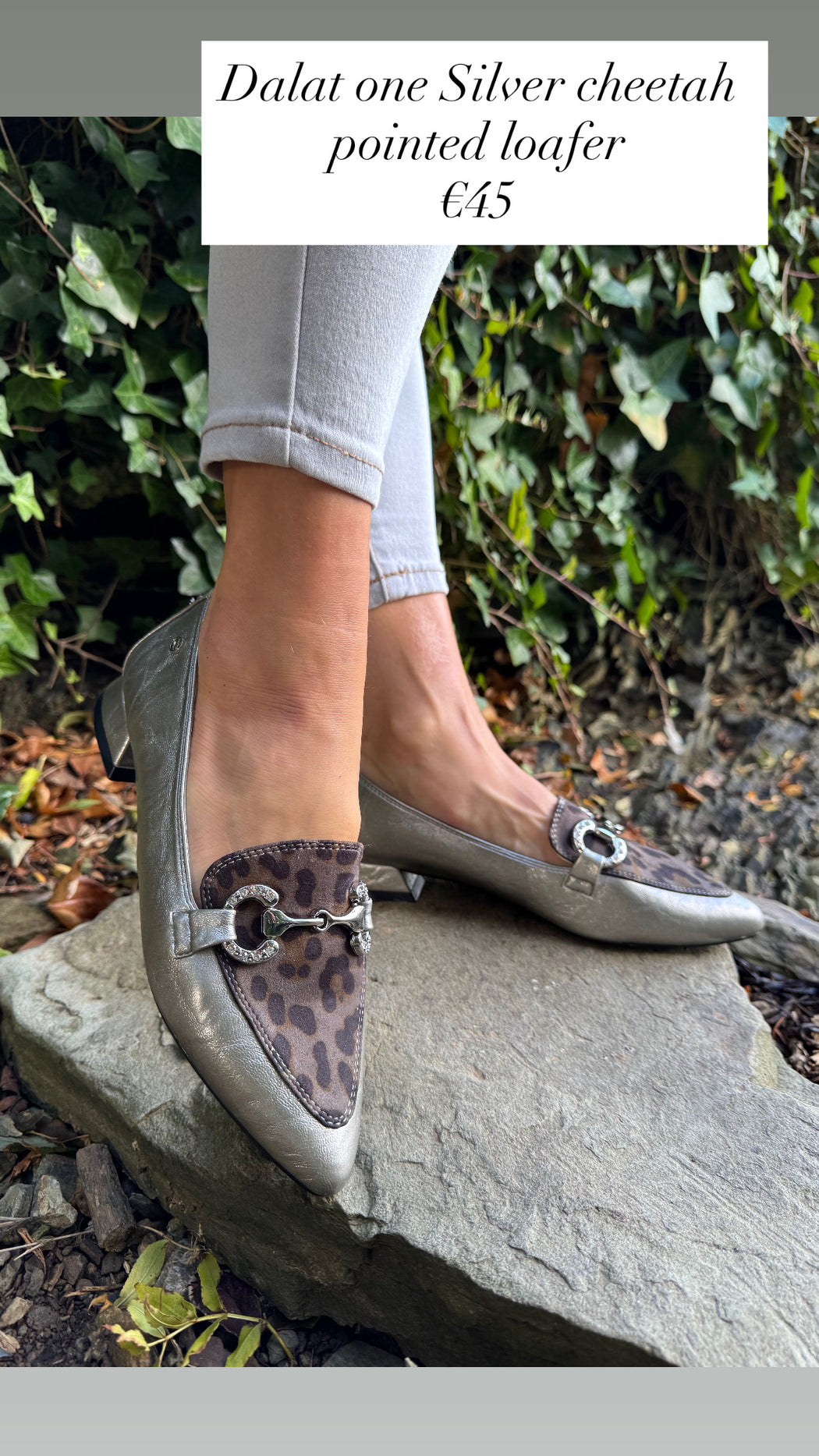 Dalat one Silver cheetah pointed loafer