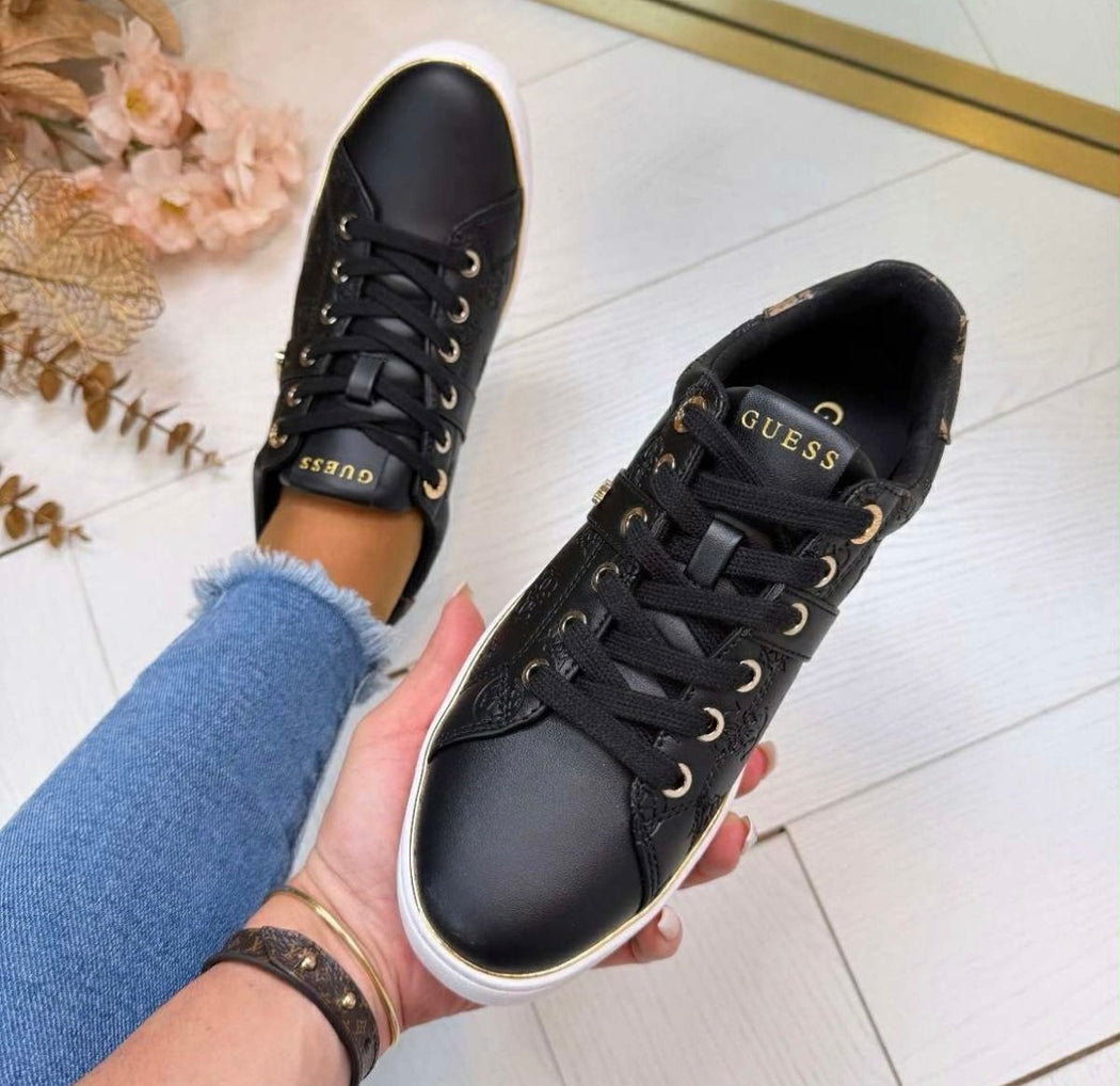 Black guess logo embossed sneaker flfbtzfal12