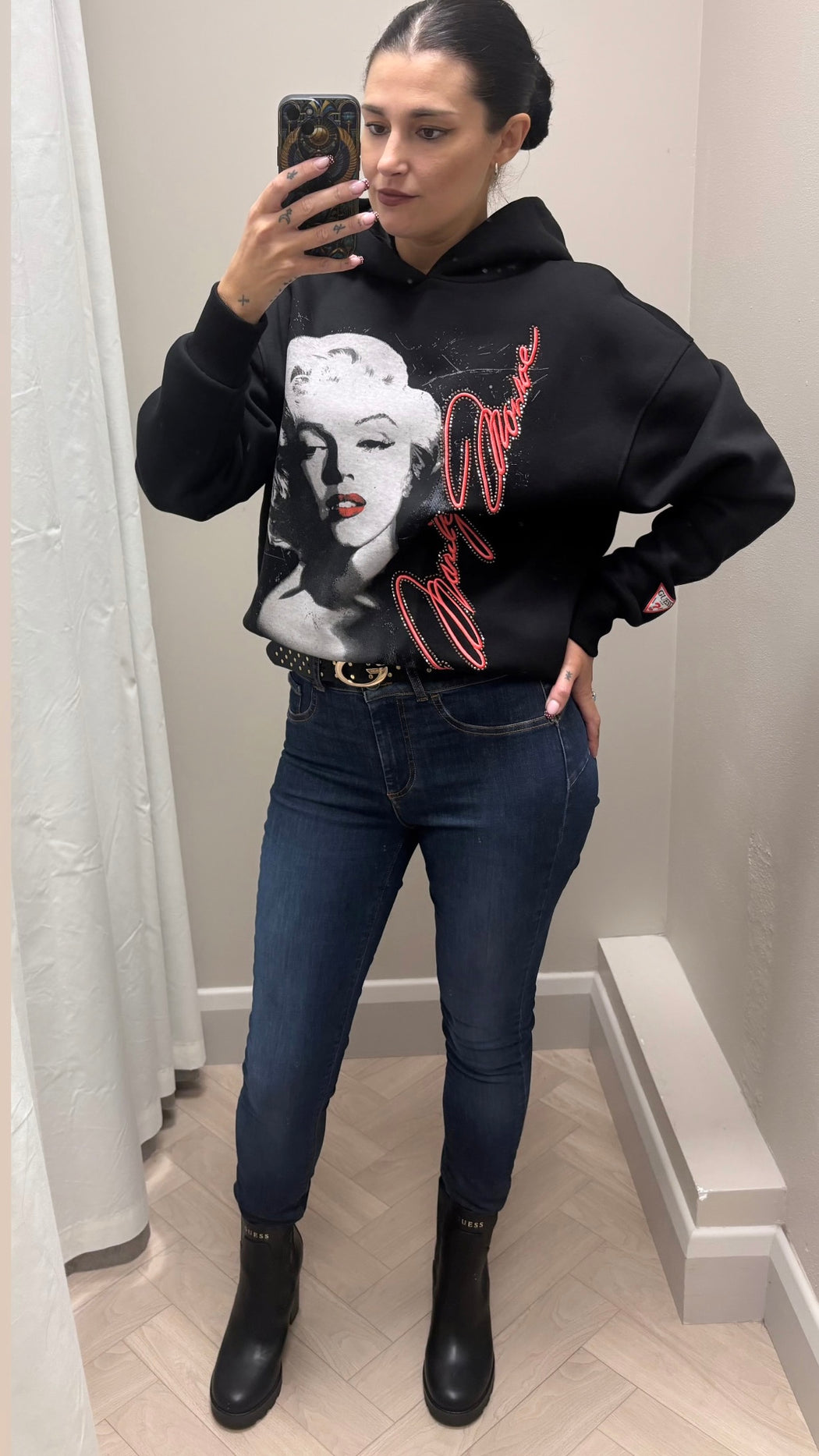 Guess Marilyn hooded sweater w6bq18k6664jblk