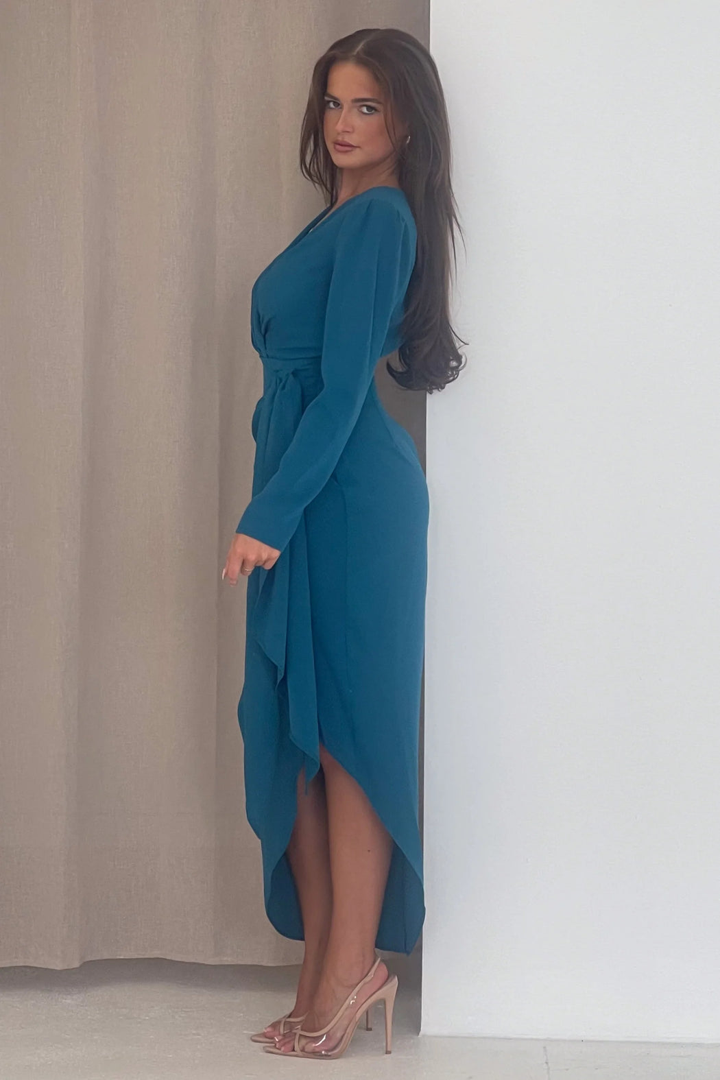 Bria Teal Wrap Maxi Dress