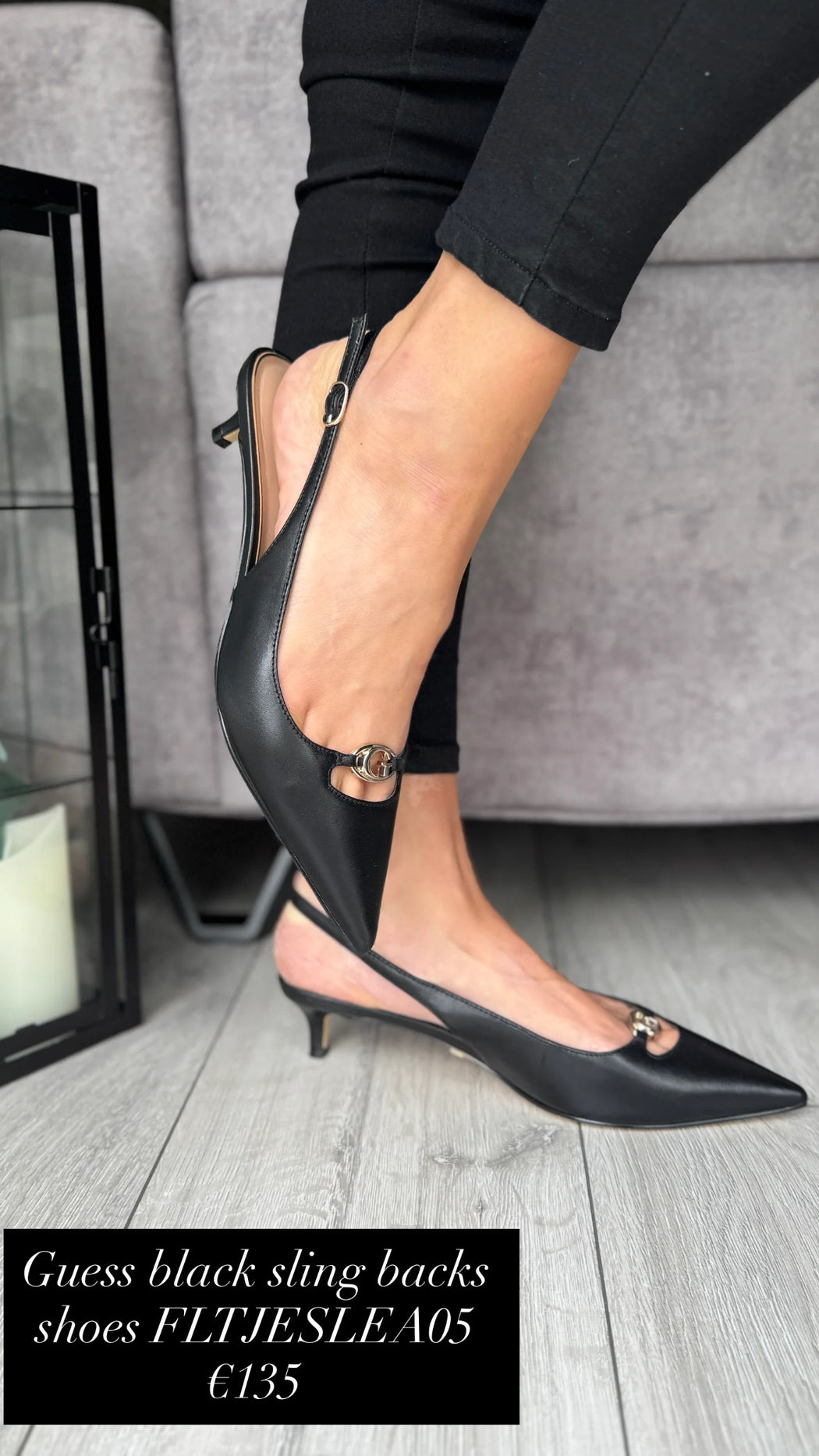 Guess black sling backs shoes FLTJESLEA05