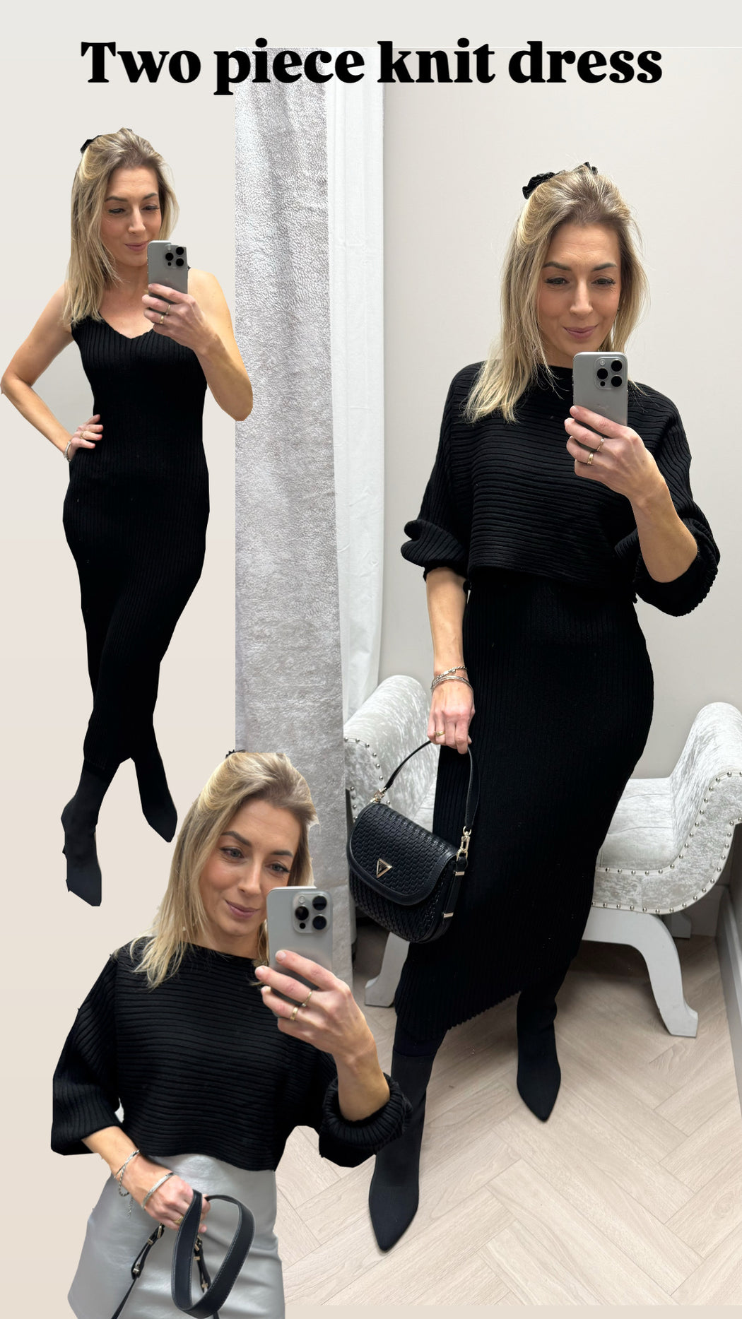 Amelia black knit dress