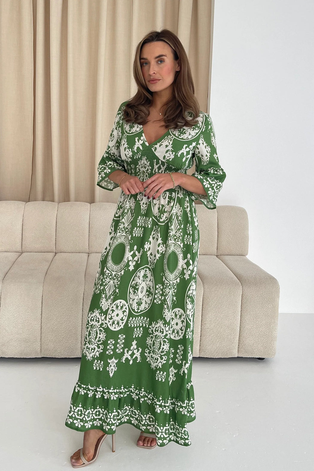 Dorothy border print maxi dress