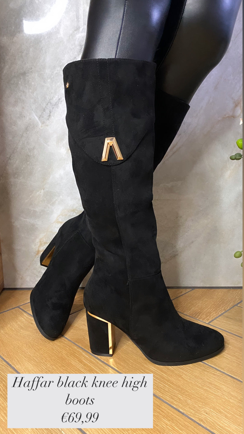 Haffar one ink black knee high boots