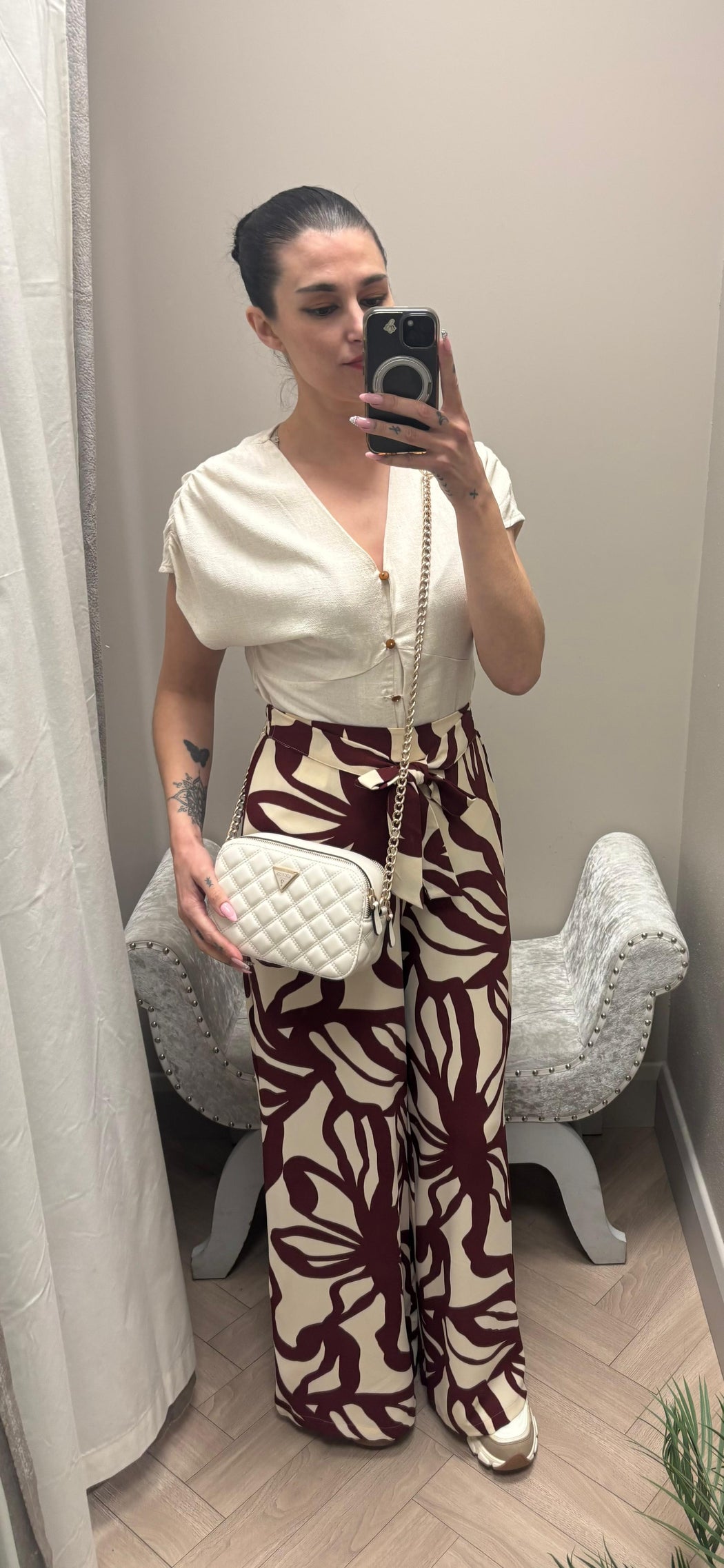 Musa beige frill sleeve top