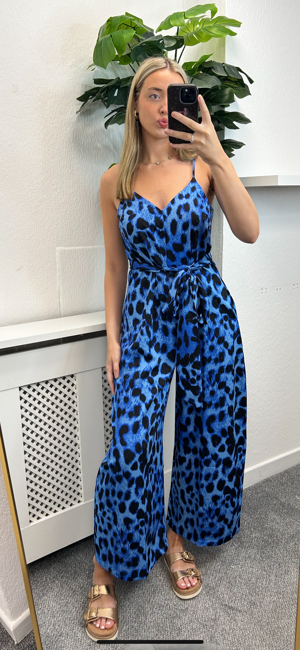 Gabriella jumpsuit dancing leopard  in Bright Blue Leopard