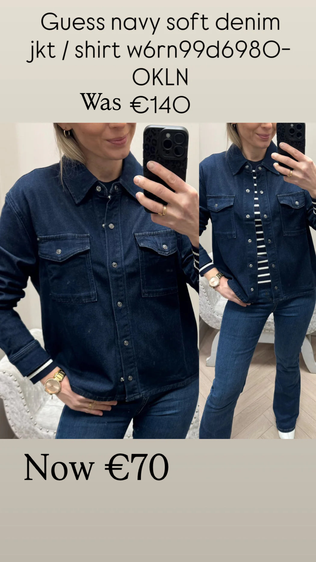 Guess navy soft denim jkt /  shirt w6rn99d6980- OKLN