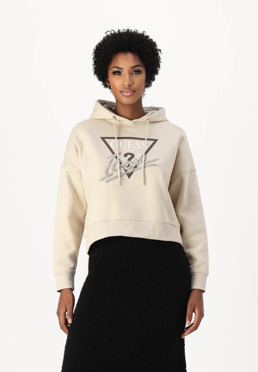 W4BQ06KB683 Guess beige icon embellished hoodie