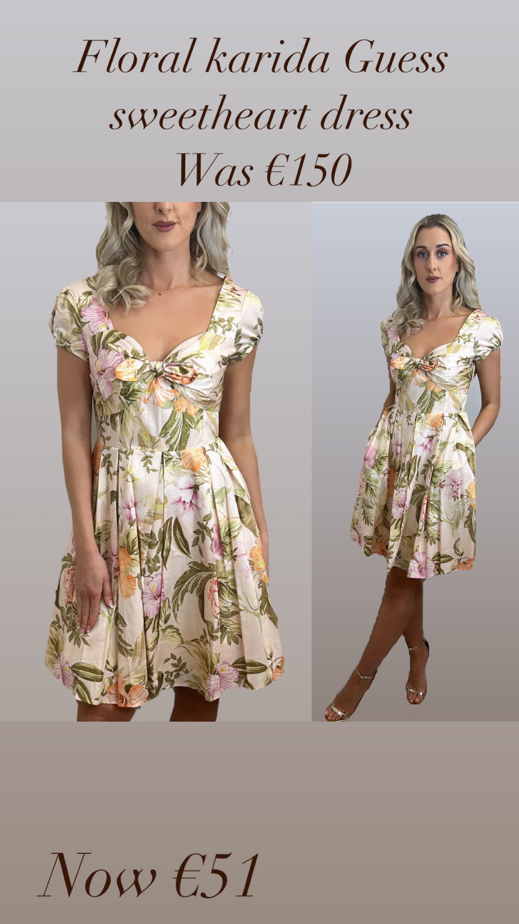 Floral karida Guess sweetheart dress