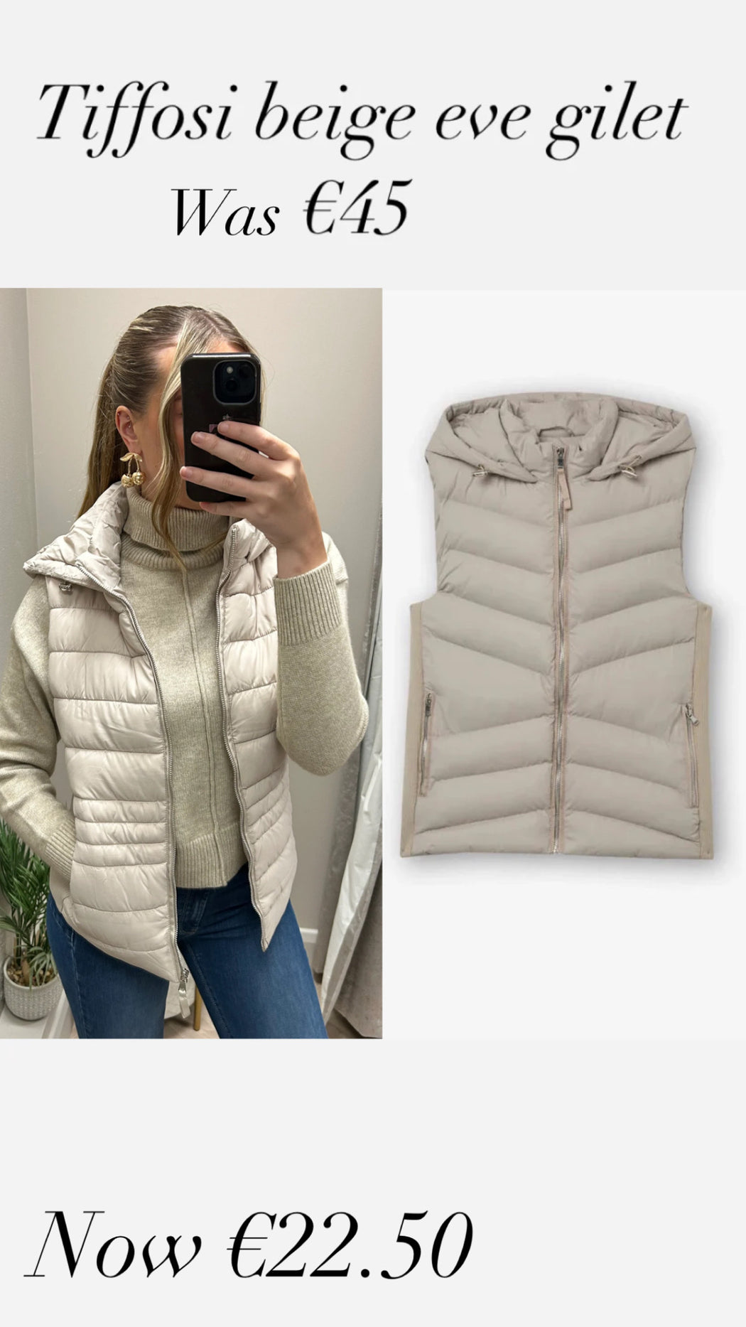 Tiffosi beige eve gilet