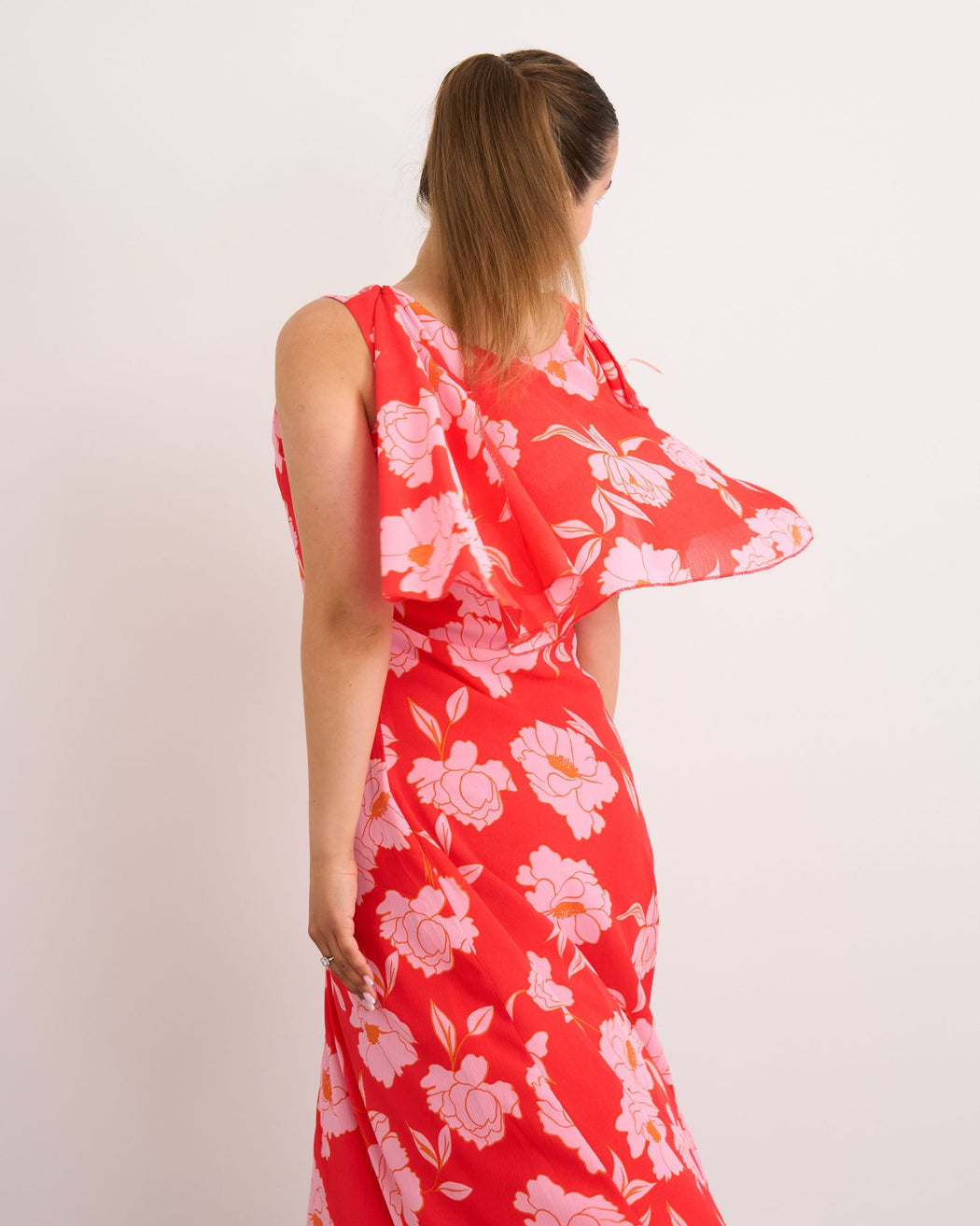 Dora red print midi dress