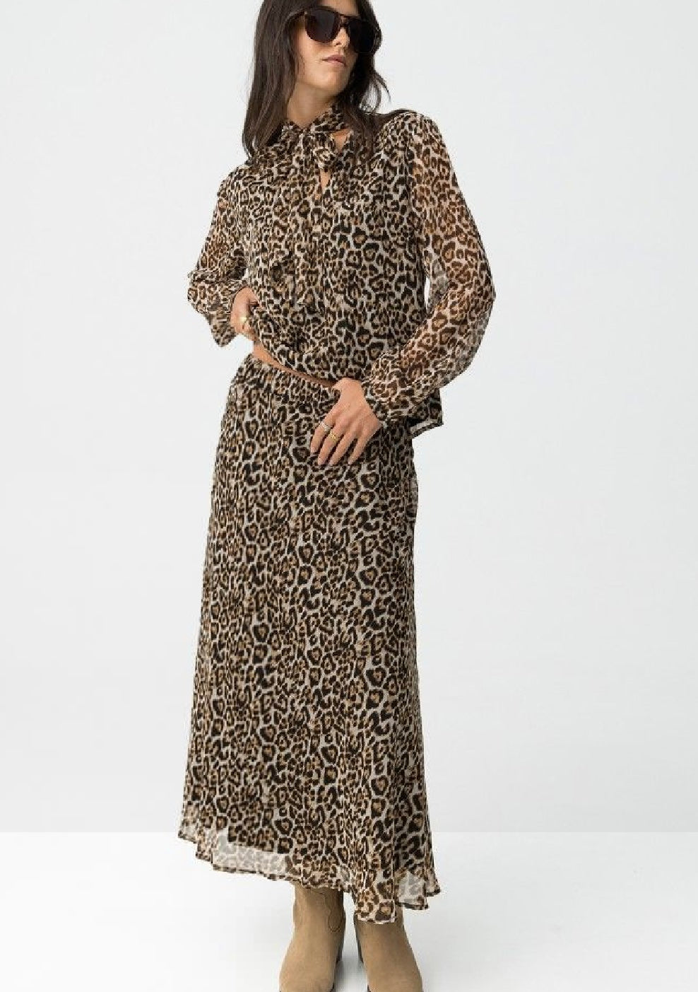 Dalmata leopard elasticated waist midi skirt