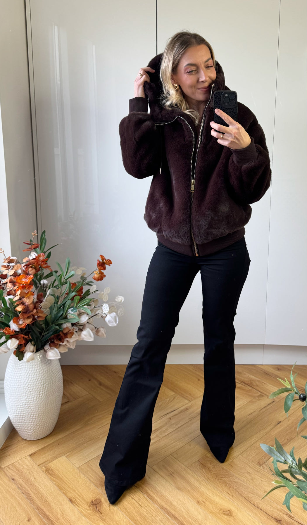 Guess brown lucrezia faux fur jacket w5bl66w3890