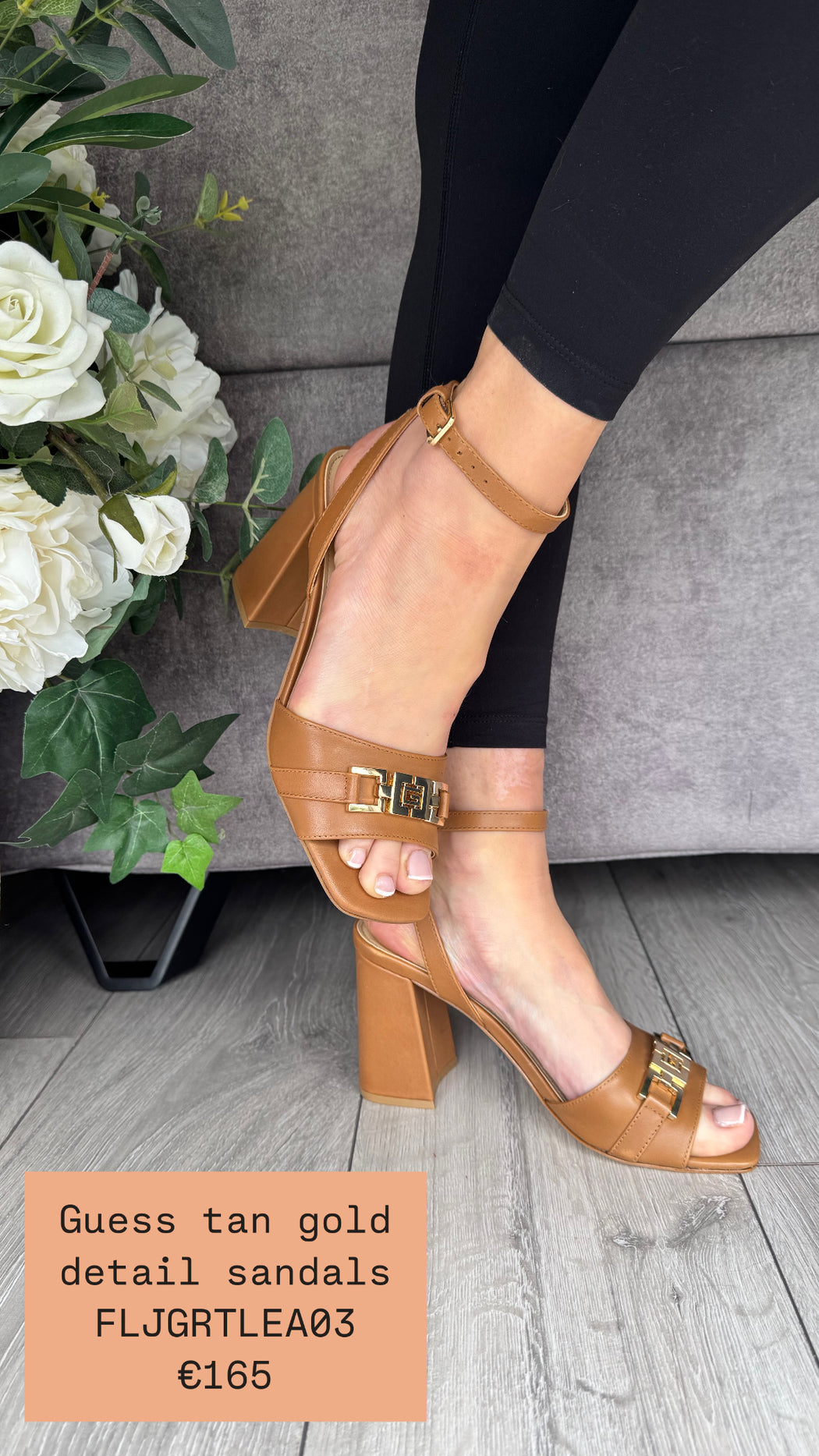 Guess tan gold detail sandals FLJGRTLEA03