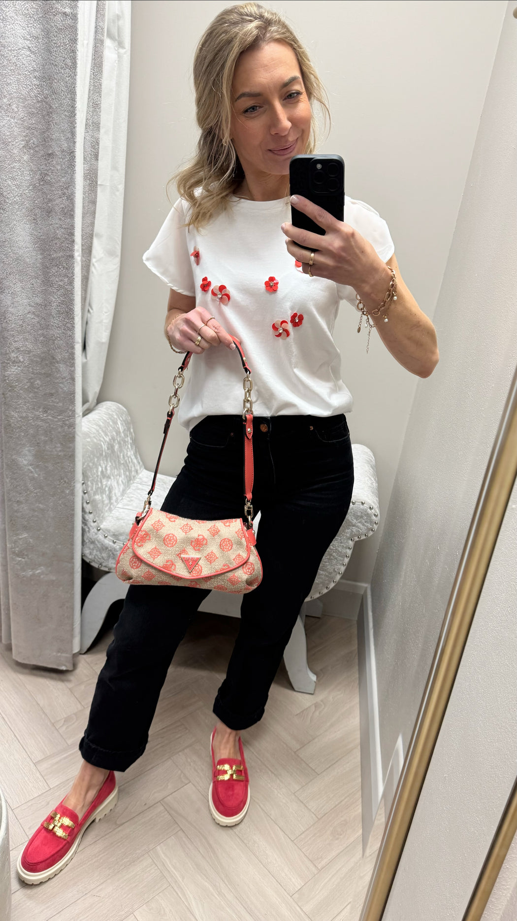 Guess coral red logo beyza shoulder bag JG962719