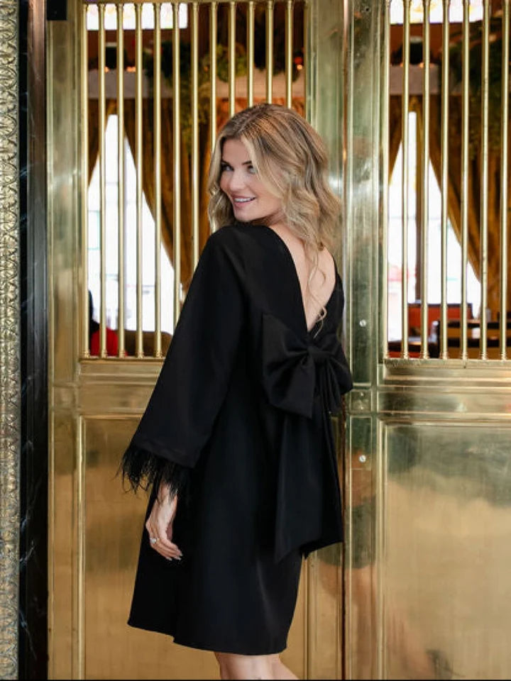 Dakota black bow back dress