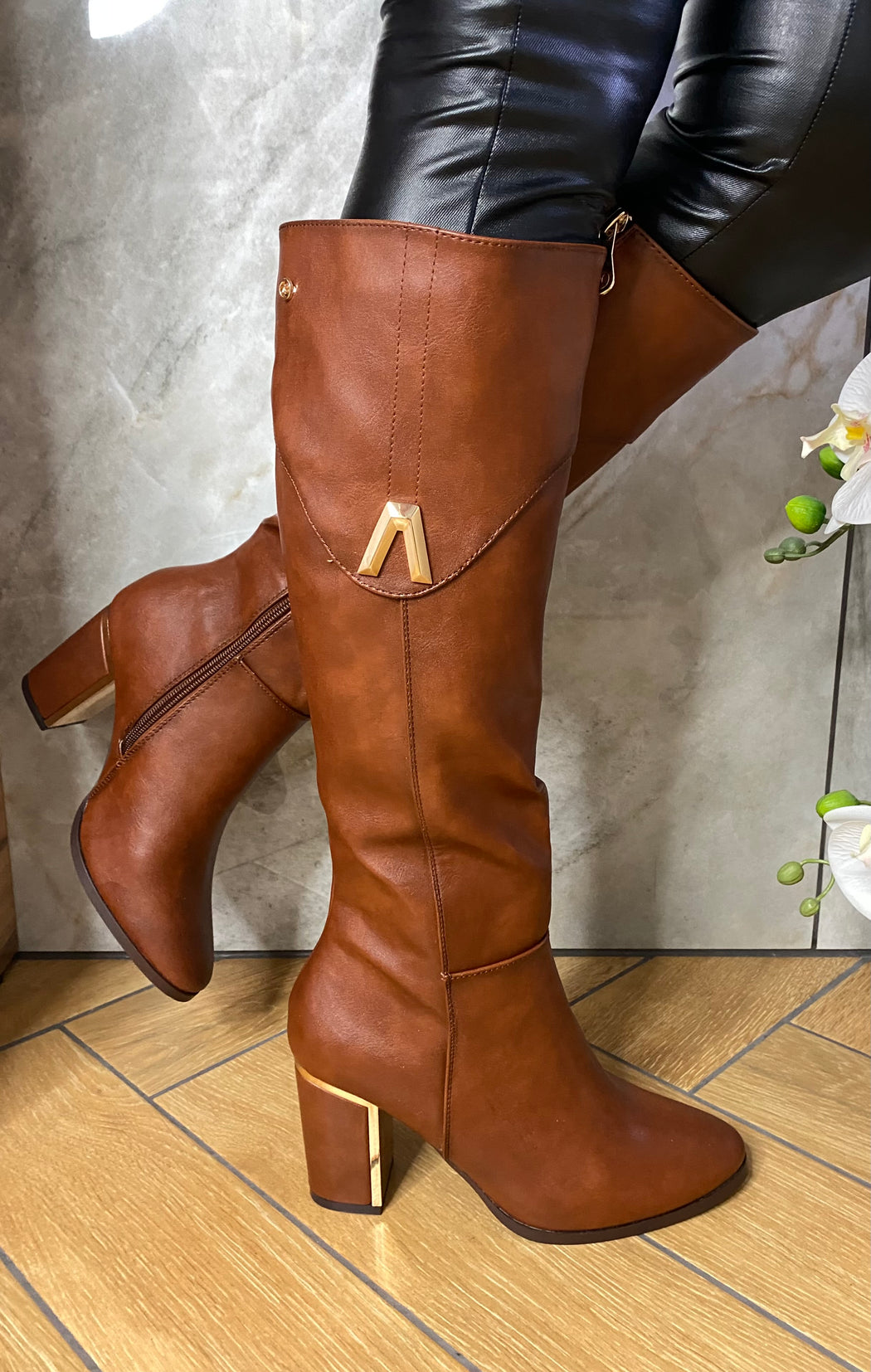 Haffar one driftwood knee high boots