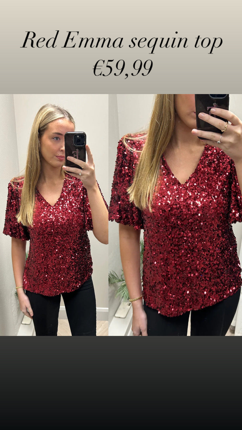 Red Emma sequin top