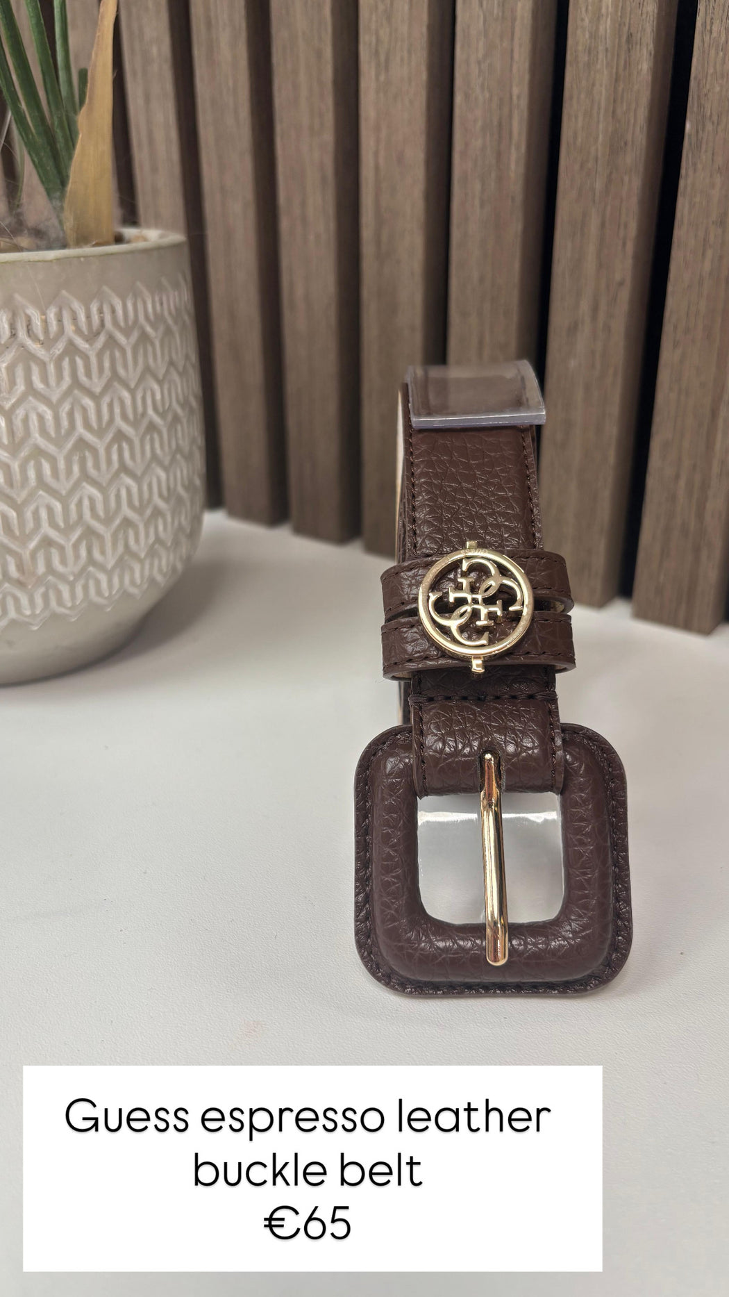 Guess espresso leather buckle belt 
BW9329P6130 - ESP