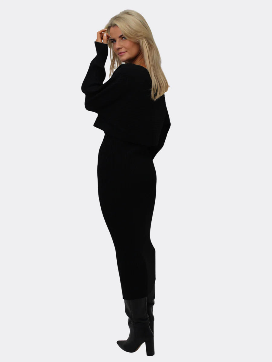 Amelia black knit dress