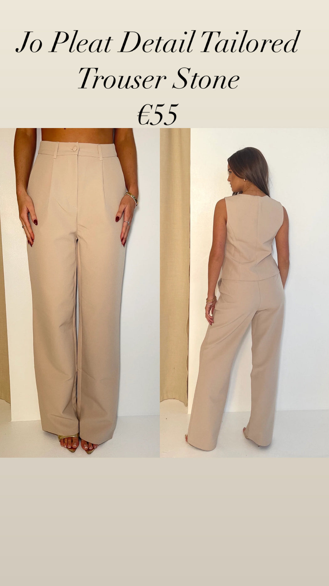 Jo Pleat Detail Tailored Trouser Stone