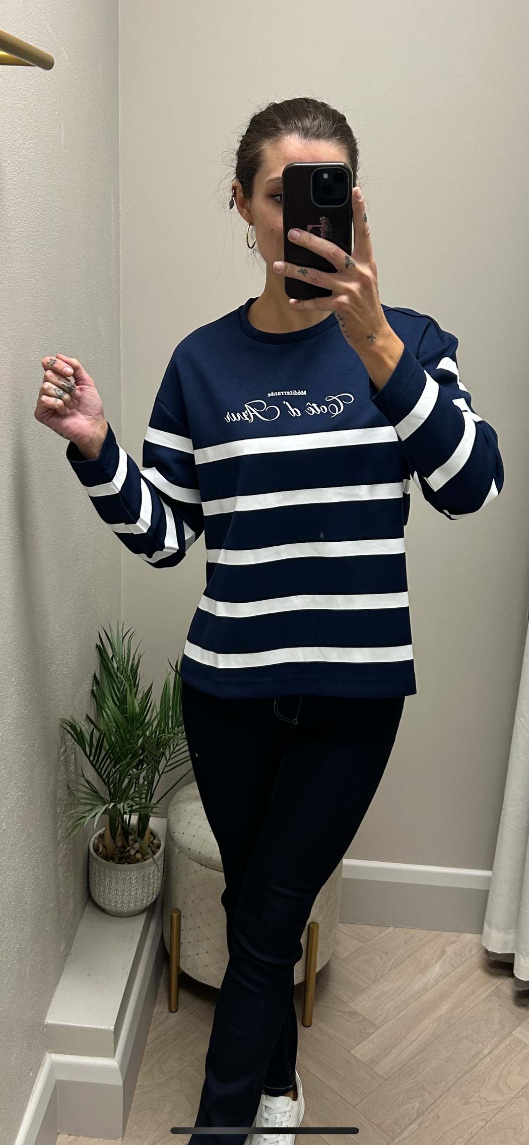 Robin navy sweater top