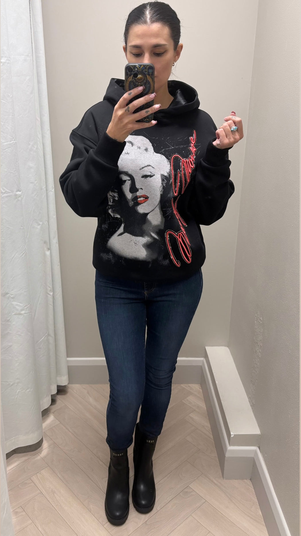Guess Marilyn hooded sweater w6bq18k6664jblk