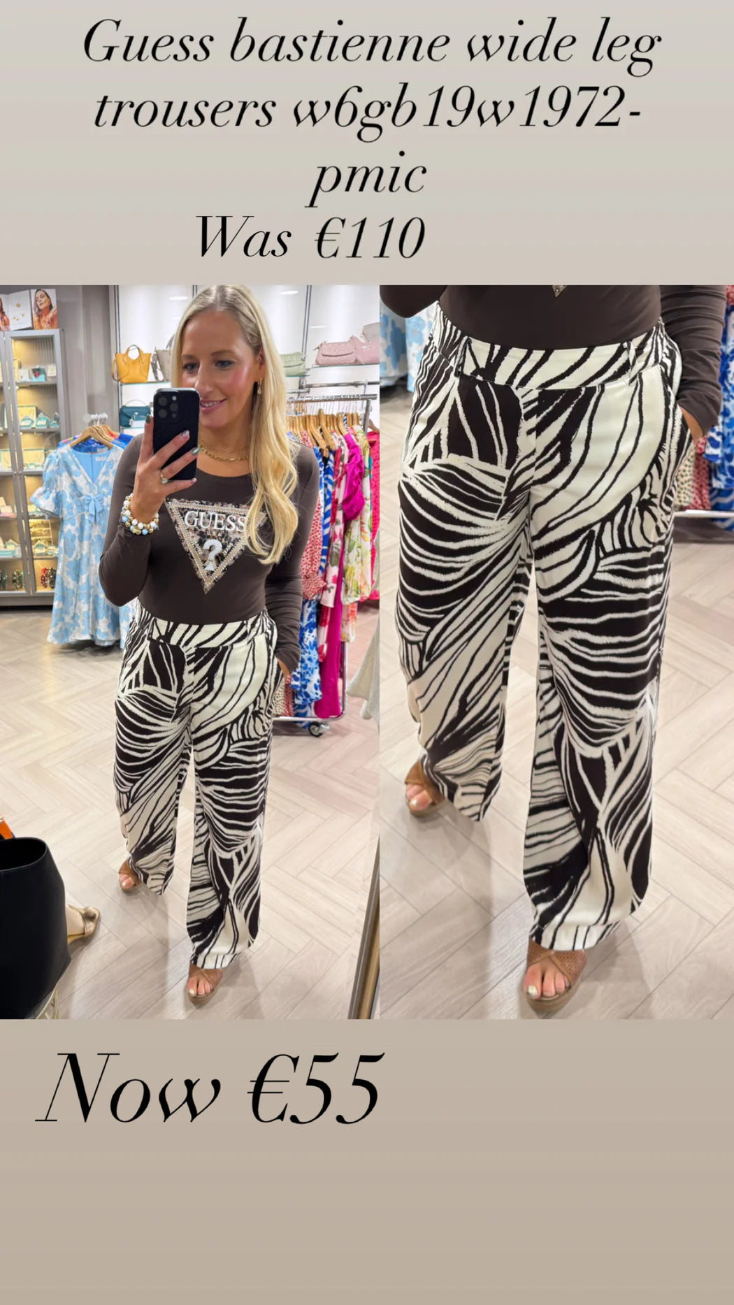 Guess bastienne wide leg trousers w6gb19w1972- pmic