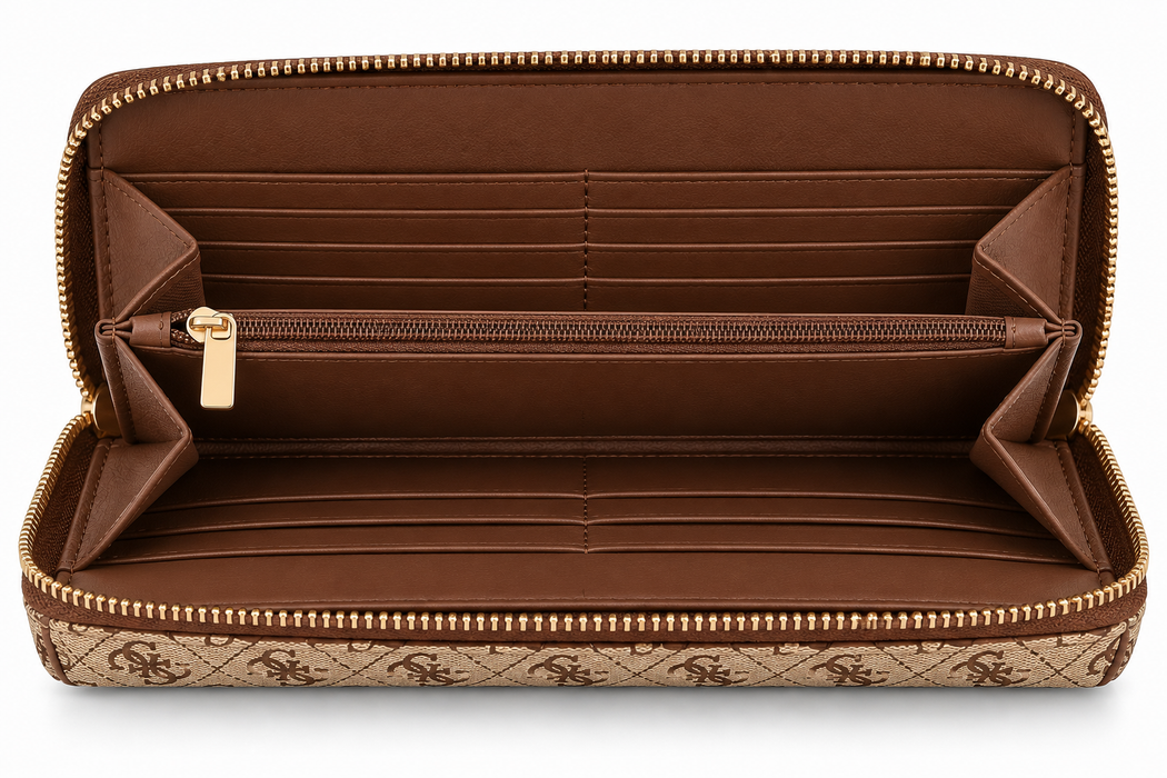 Guess latte logo brown wallet jg2313146