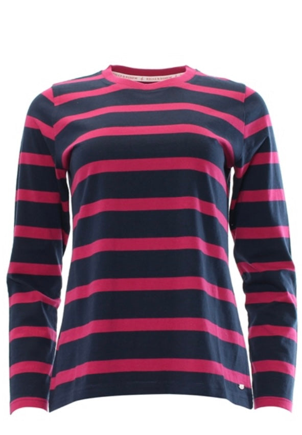 Relax & Renew Demelza navy cerise long sleeve tee