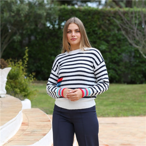 Darel navy stripe knit